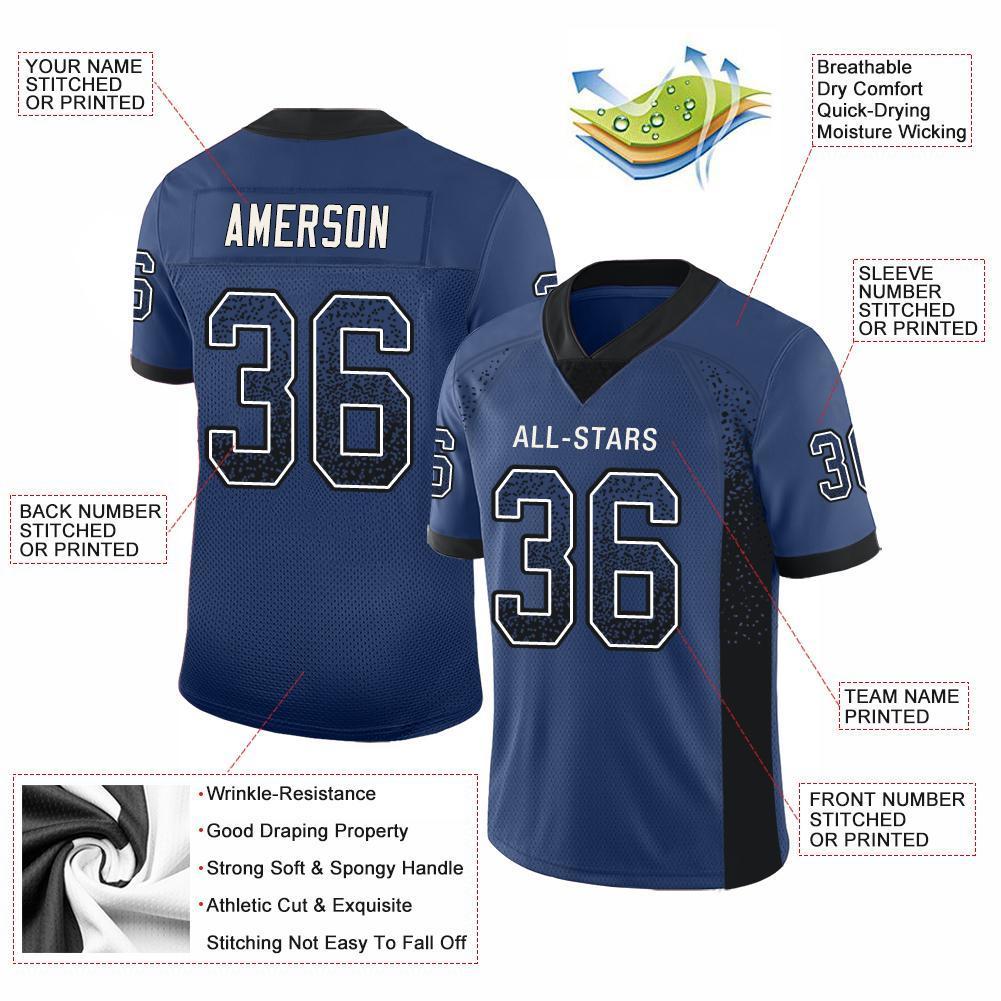 Custom Royal Black-White Mesh Drift Fashion Football Jersey - Sky-Custom
