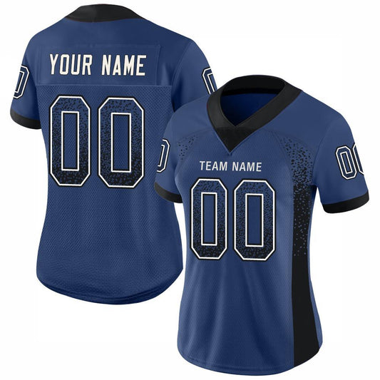 Custom Royal Black-White Mesh Drift Fashion Football Jersey - Sky-Custom
