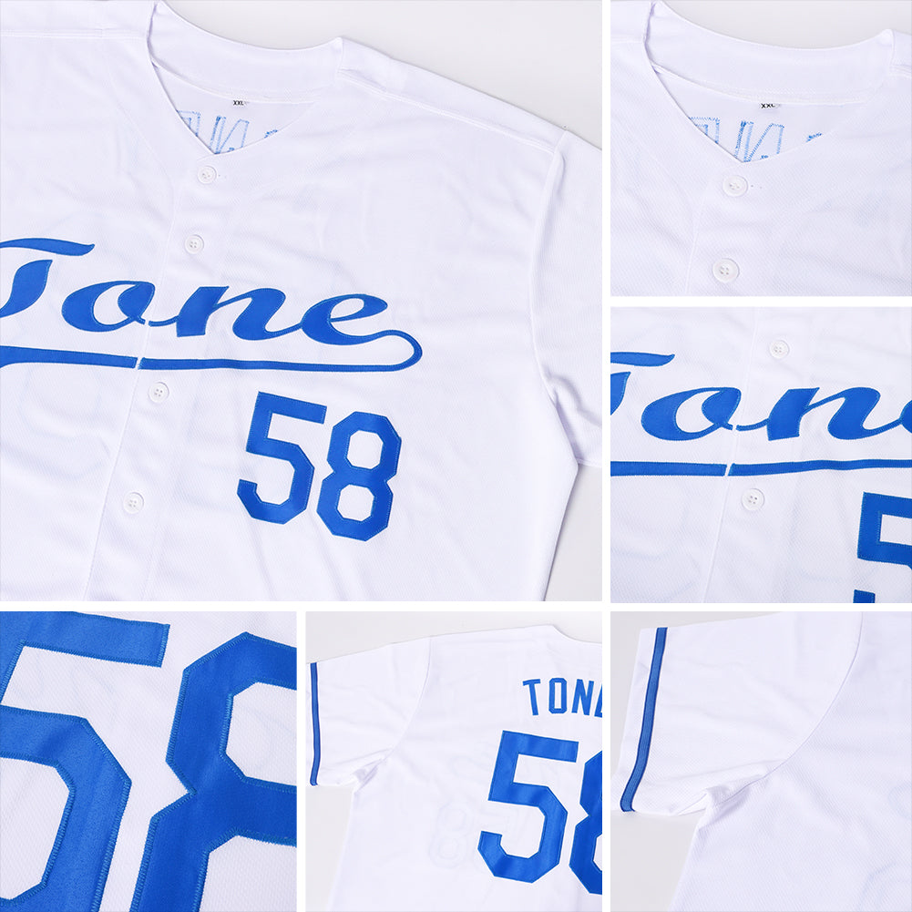 Custom White Royal Baseball Jersey - Sky-Custom