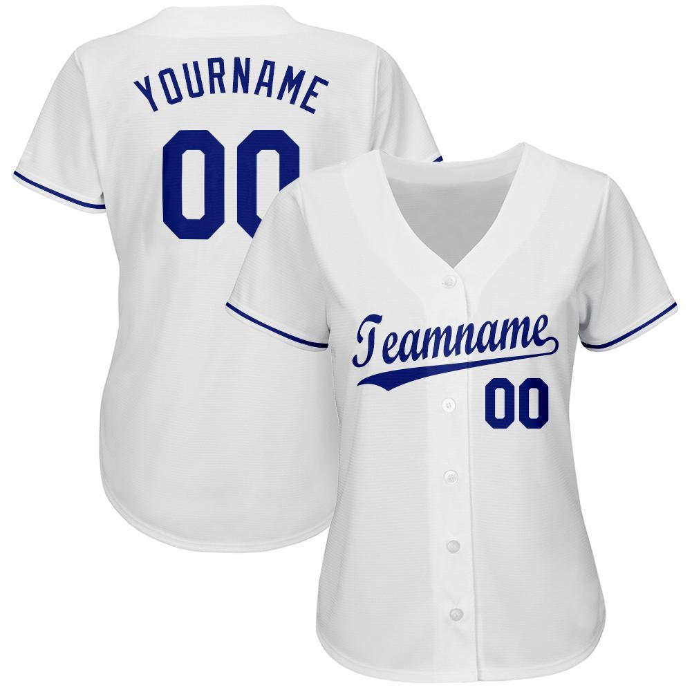 Custom White Royal Baseball Jersey - Sky-Custom