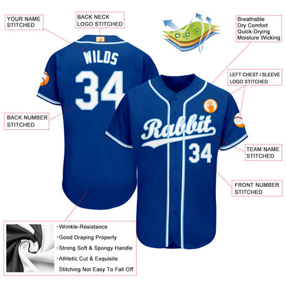 Custom Royal White-Light Blue Baseball Jersey - Sky-Custom