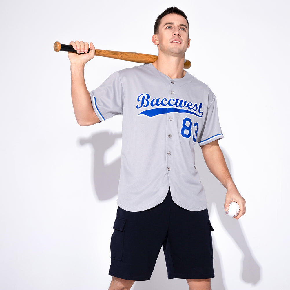 Custom Gray Royal-White Baseball Jersey - Sky-Custom