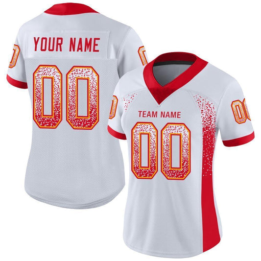 Custom White Scarlet-Gold Mesh Drift Fashion Football Jersey - Sky-Custom