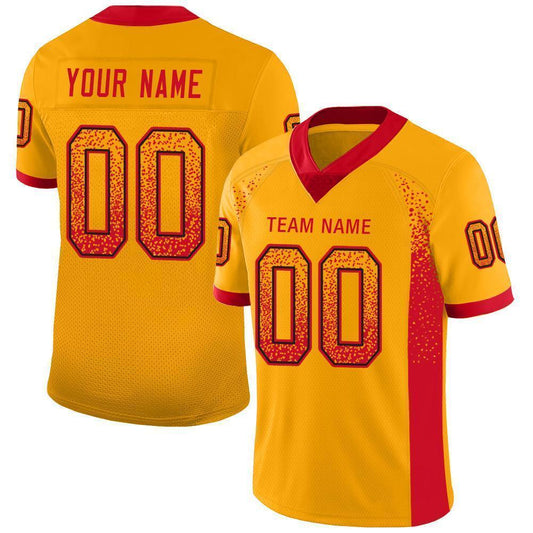 Custom Gold Scarlet-Black Mesh Drift Fashion Football Jersey - Sky-Custom