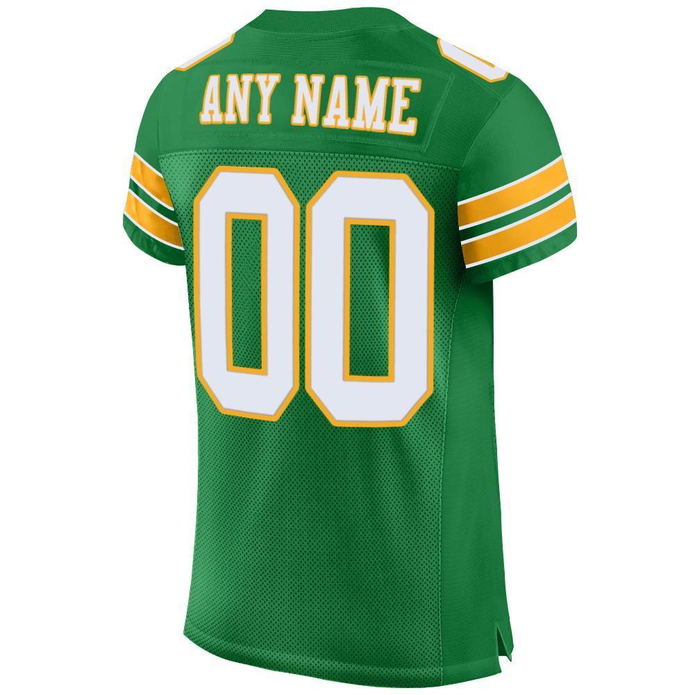 Custom Grass Green White-Gold Mesh Authentic Football Jersey - Sky-Custom