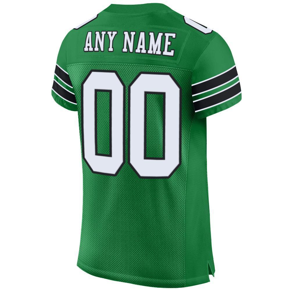 Custom Grass Green White-Black Mesh Authentic Football Jersey - Sky-Custom