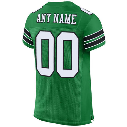 Custom Grass Green White-Black Mesh Authentic Football Jersey - Sky-Custom