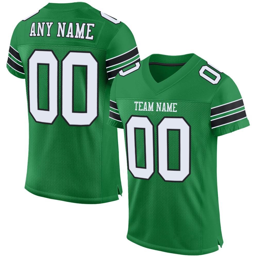 Custom Grass Green White-Black Mesh Authentic Football Jersey - Sky-Custom