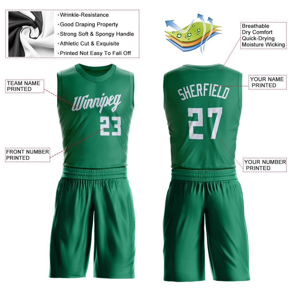 Custom Kelly Green White Round Neck Suit Basketball Jersey - Sky-Custom