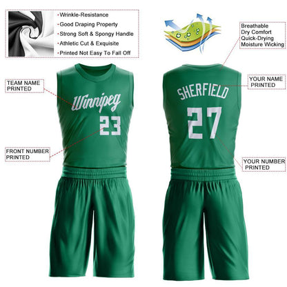 Custom Kelly Green White Round Neck Suit Basketball Jersey - Sky-Custom