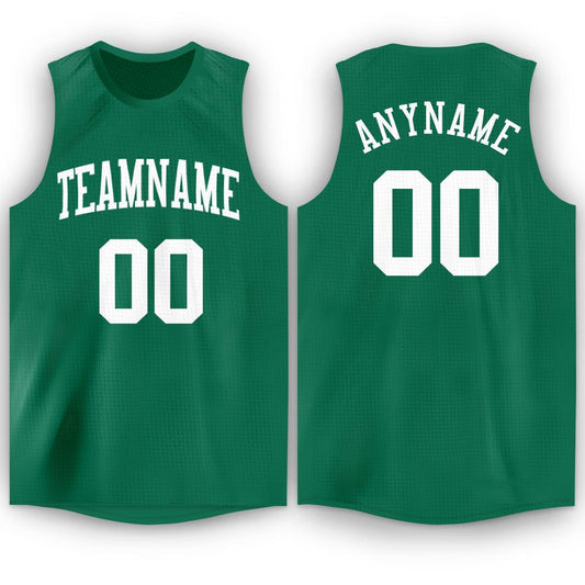 Custom Kelly Green White Round Neck Basketball Jersey - Sky-Custom