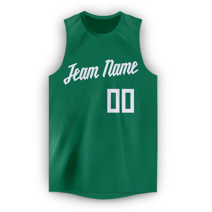 Custom Kelly Green White Round Neck Basketball Jersey - Sky-Custom