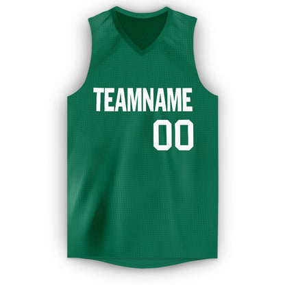 Custom Kelly Green White V-Neck Basketball Jersey - Sky-Custom