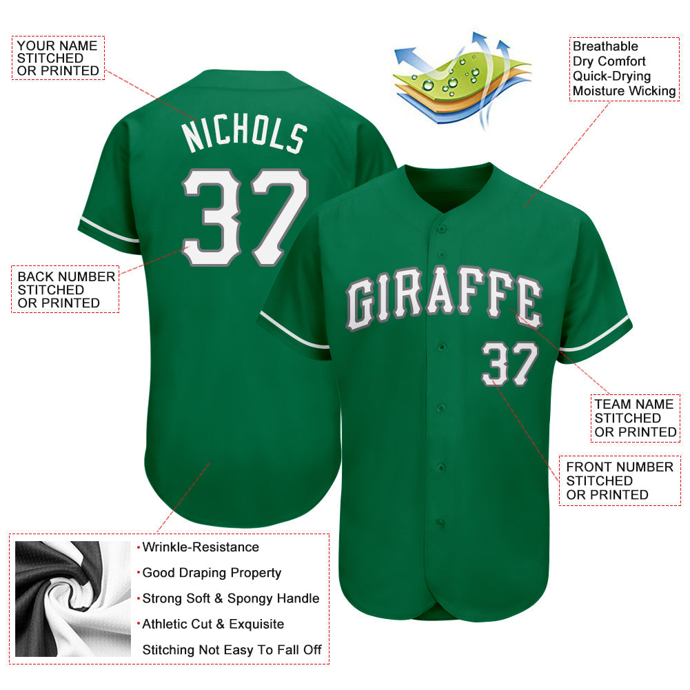 Custom Kelly Green White-Gray Authentic St. Patrick's Day Baseball Jersey - Sky-Custom