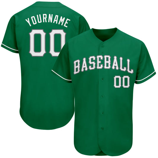 Custom Kelly Green White-Gray Authentic St. Patrick's Day Baseball Jersey - Sky-Custom