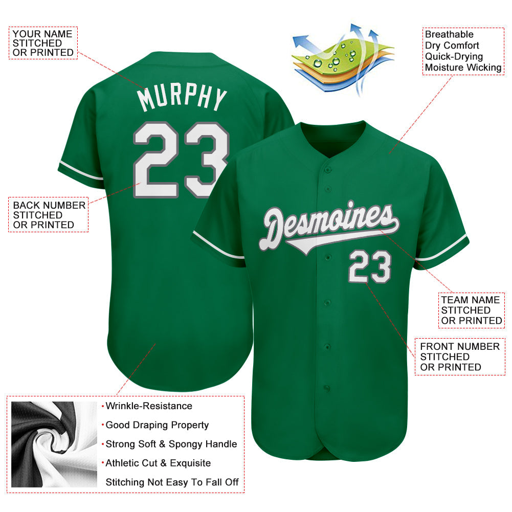 Custom Kelly Green White-Gray Authentic St. Patrick's Day Baseball Jersey - Sky-Custom