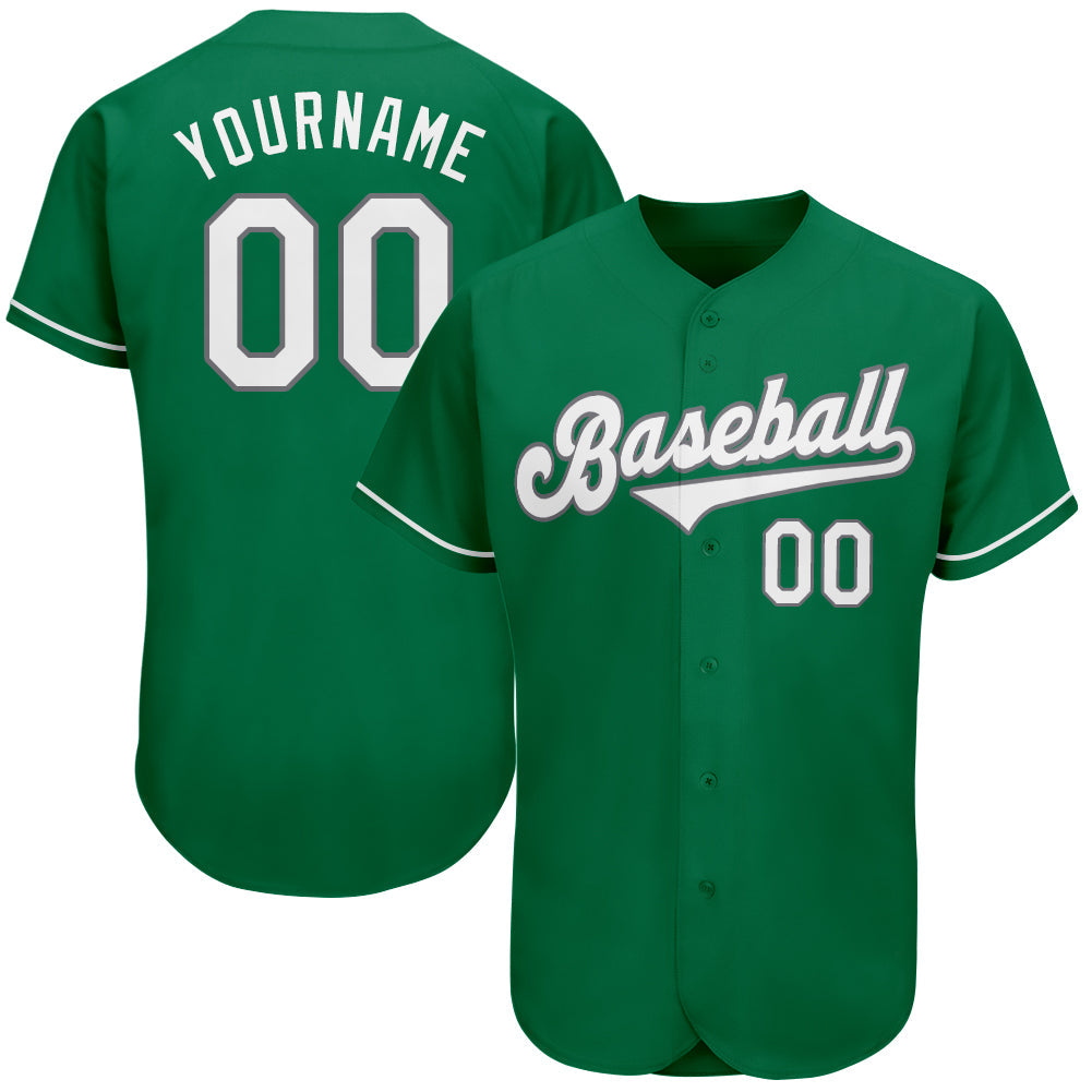 Custom Kelly Green White-Gray Authentic St. Patrick's Day Baseball Jersey - Sky-Custom