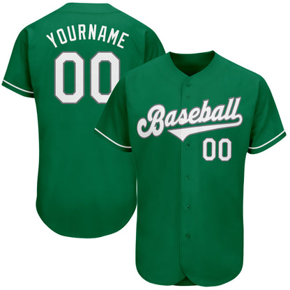 Custom Kelly Green White-Gray Authentic St. Patrick's Day Baseball Jersey - Sky-Custom