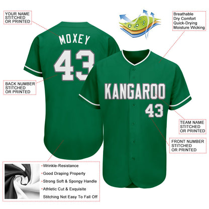 Custom Kelly Green White-Gray Authentic St. Patrick's Day Baseball Jersey - Sky-Custom