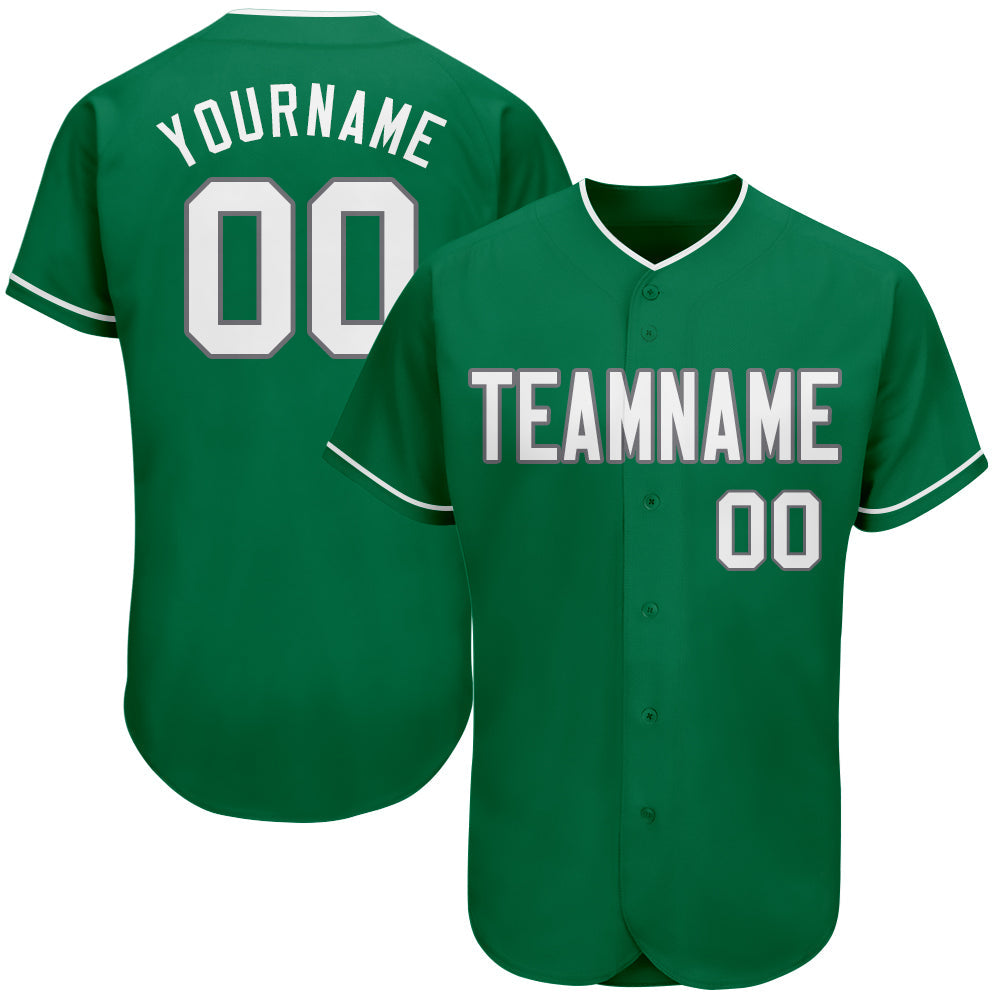 Custom Kelly Green White-Gray Authentic St. Patrick's Day Baseball Jersey - Sky-Custom