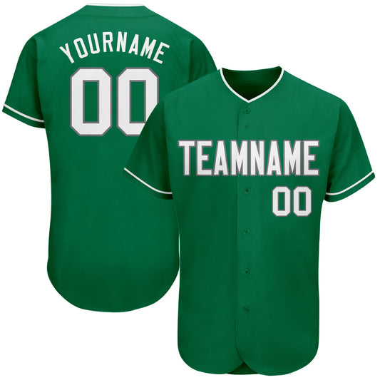Custom Kelly Green White-Gray Authentic St. Patrick's Day Baseball Jersey - Sky-Custom