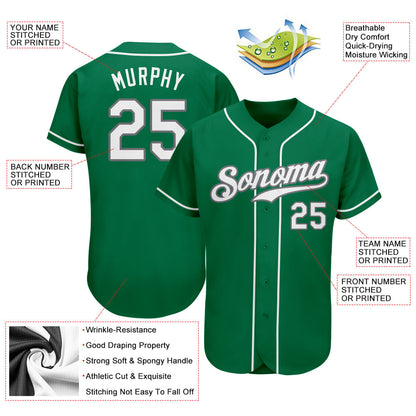 Custom Kelly Green White-Gray Authentic St. Patrick's Day Baseball Jersey - Sky-Custom