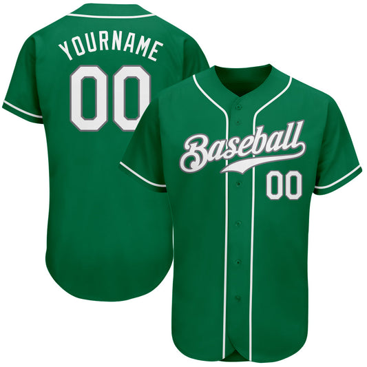 Custom Kelly Green White-Gray Authentic St. Patrick's Day Baseball Jersey - Sky-Custom