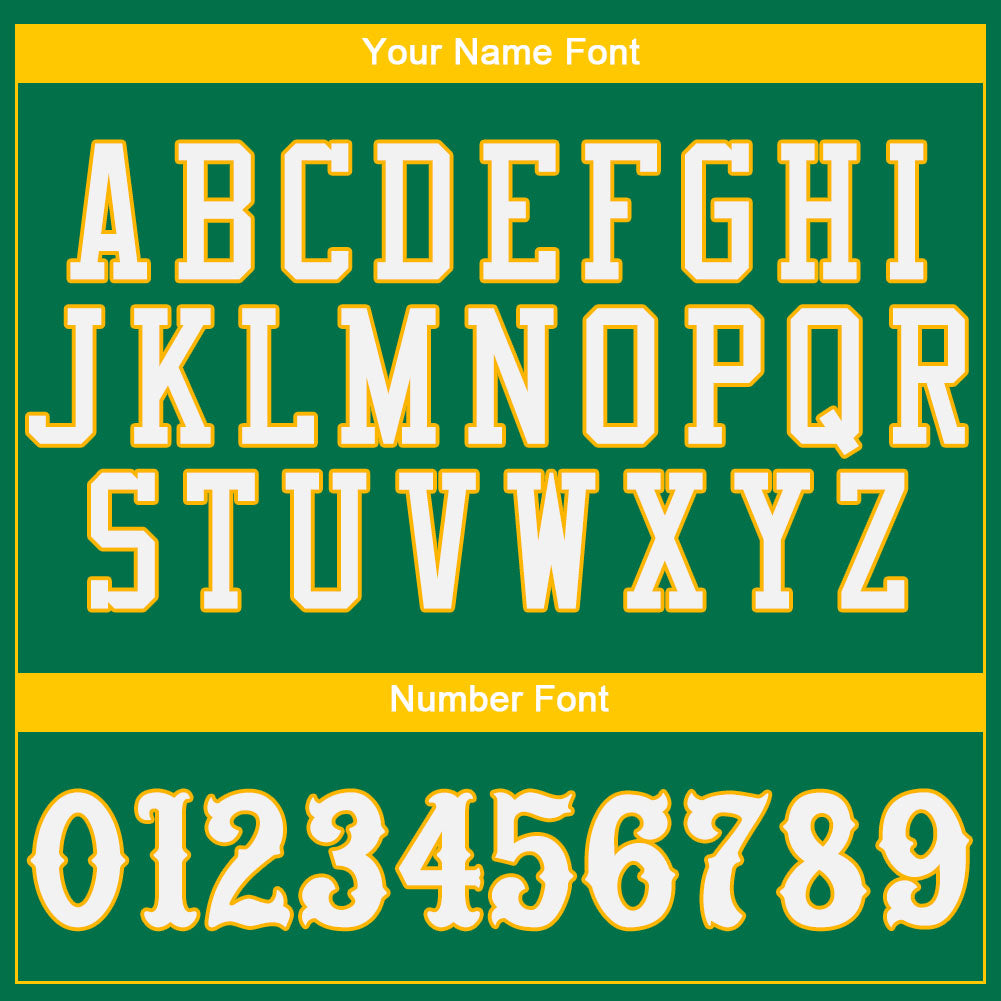 Custom Kelly Green White-Gold Authentic Baseball Jersey - Sky-Custom