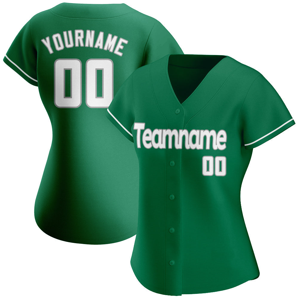 Custom Kelly Green White-Gray Authentic St. Patrick's Day Baseball Jersey - Sky-Custom