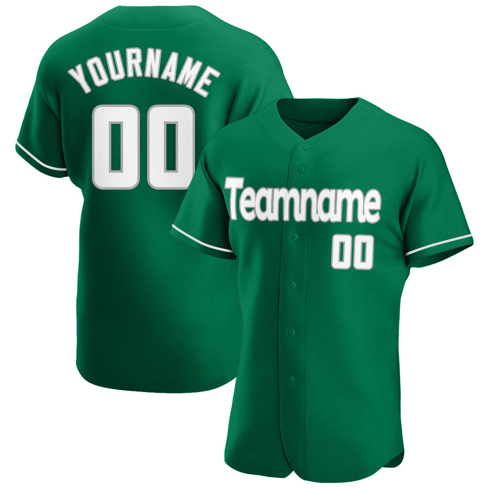 Custom Kelly Green White-Gray Authentic St. Patrick's Day Baseball Jersey - Sky-Custom