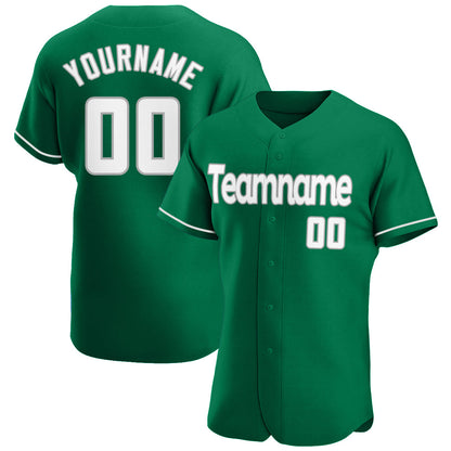 Custom Kelly Green White-Gray Authentic St. Patrick's Day Baseball Jersey - Sky-Custom