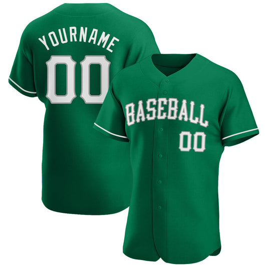 Custom Kelly Green White-Gray Authentic St. Patrick's Day Baseball Jersey - Sky-Custom