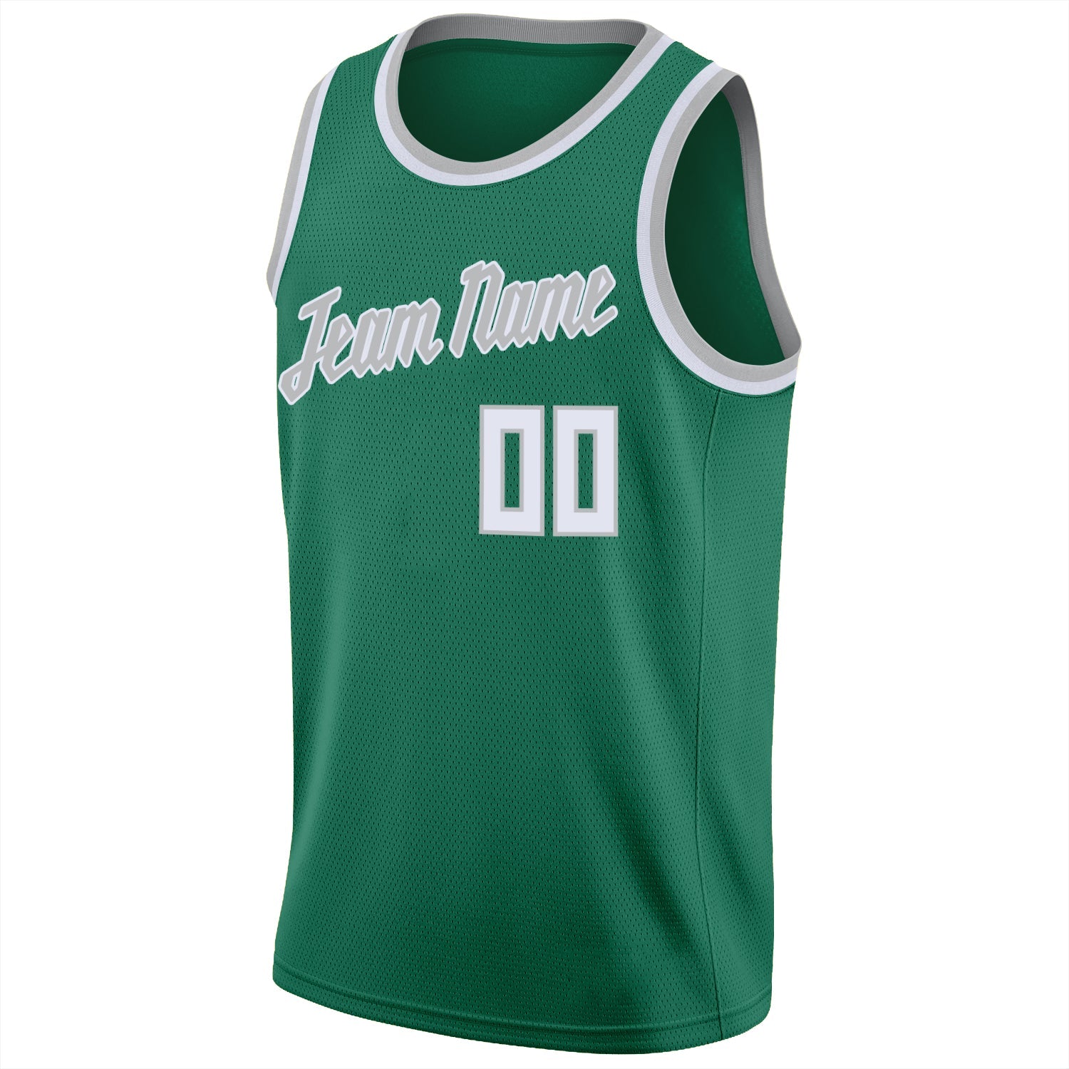 Custom Kelly Green White-Gray Round Neck Rib-Knit Basketball Jersey - Sky-Custom