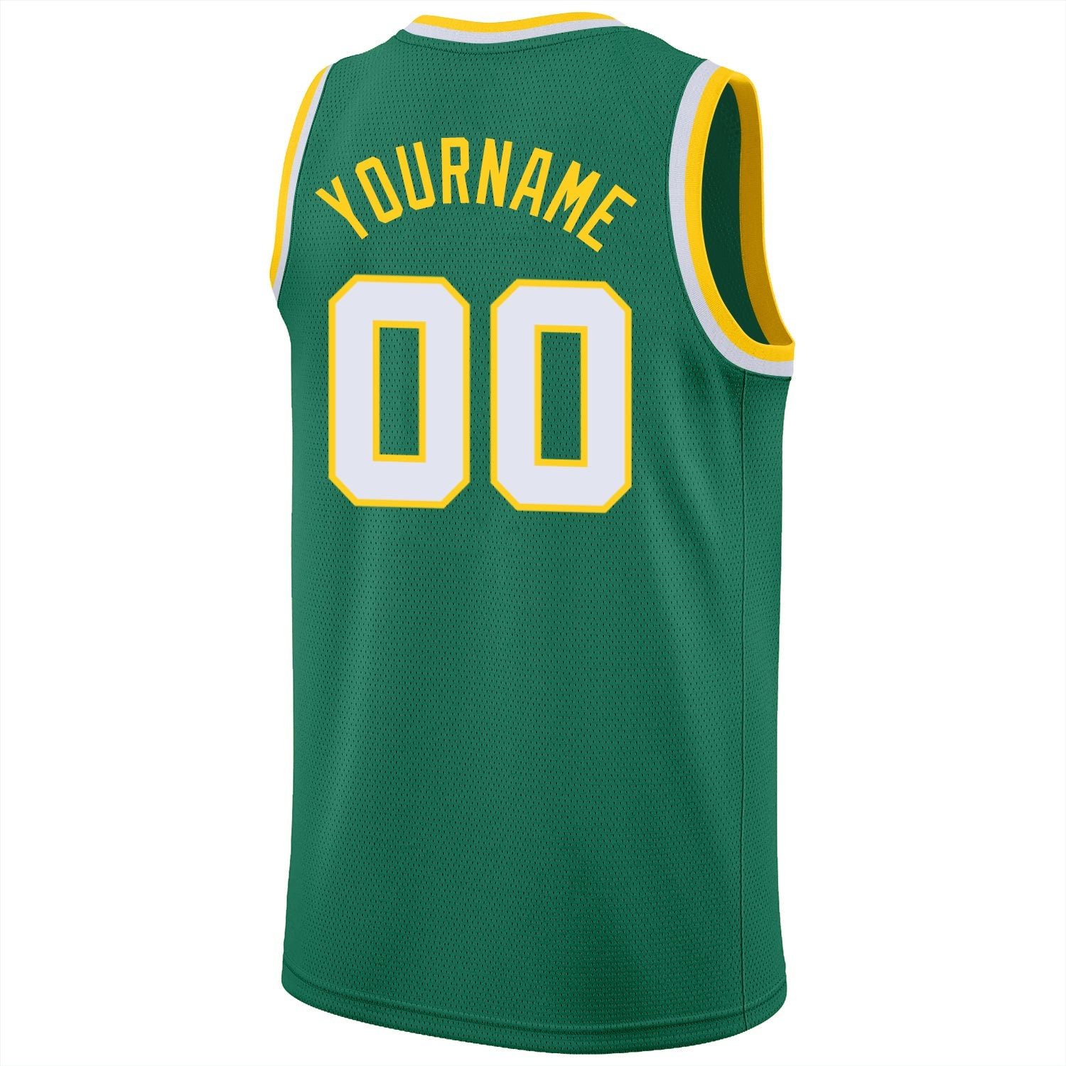 Custom Kelly Green White-Gold Round Neck Rib-Knit Basketball Jersey - Sky-Custom
