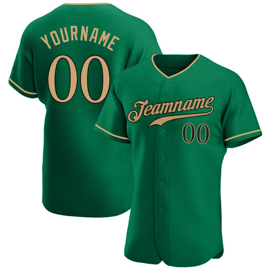 Custom Kelly Green Old Gold-Black Authentic Baseball Jersey - Sky-Custom