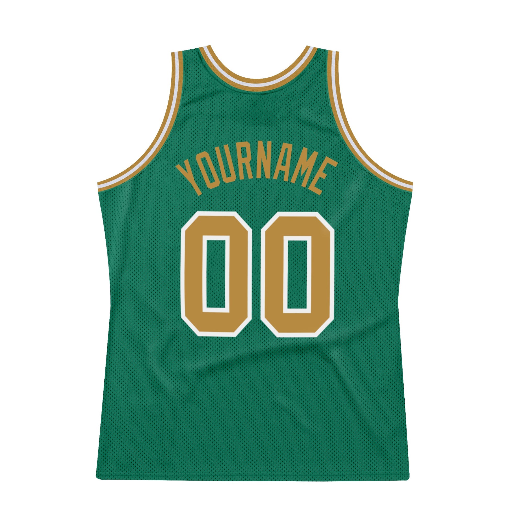 Custom Kelly Green Old Gold-White Authentic Throwback Basketball Jersey - Sky-Custom
