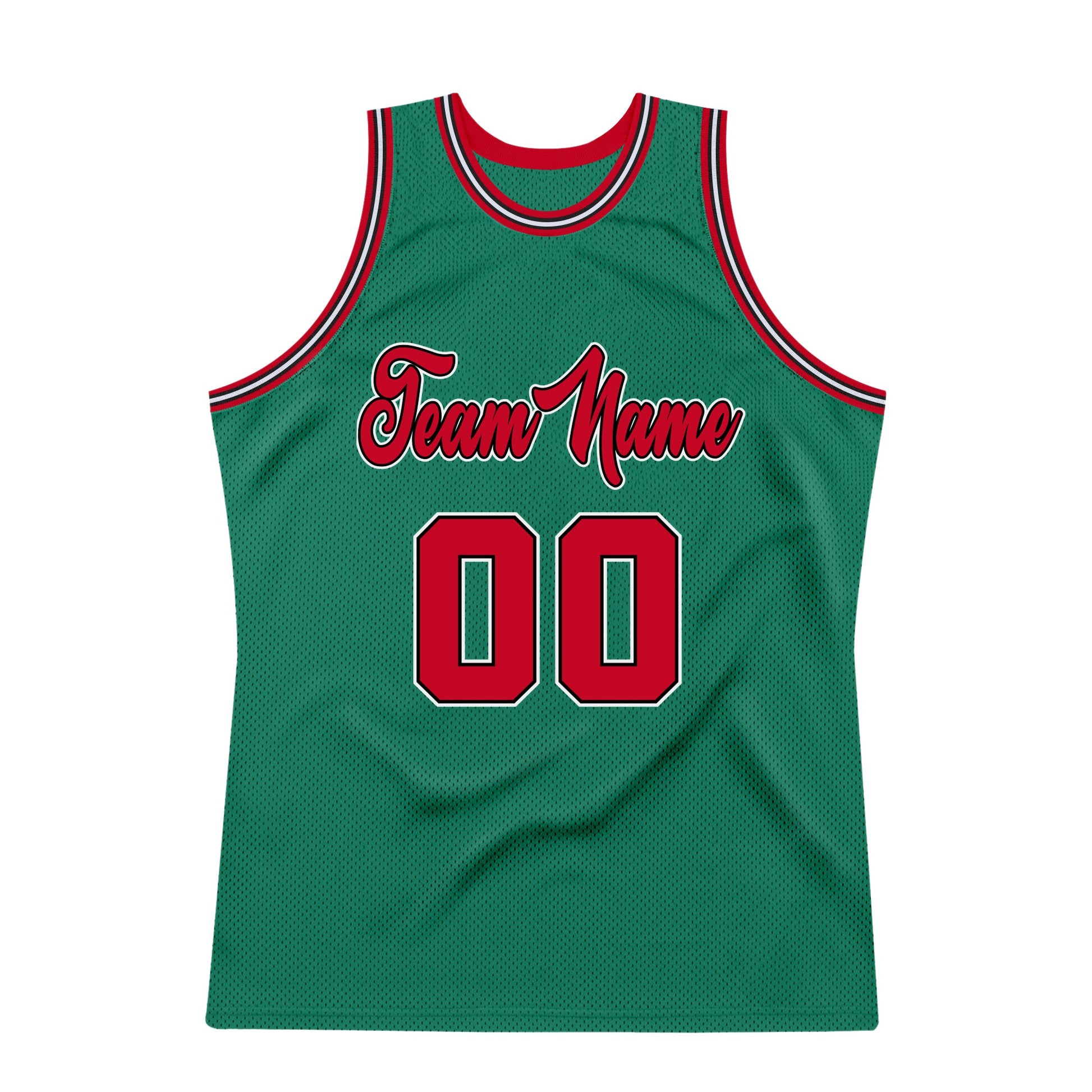 Custom Kelly Green Red-Black Authentic Throwback Basketball Jersey - Sky-Custom