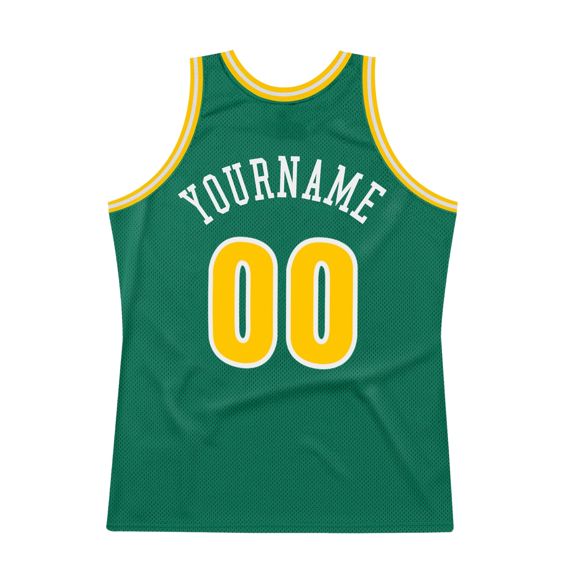 Custom Kelly Green Gold-White Authentic Throwback Basketball Jersey - Sky-Custom