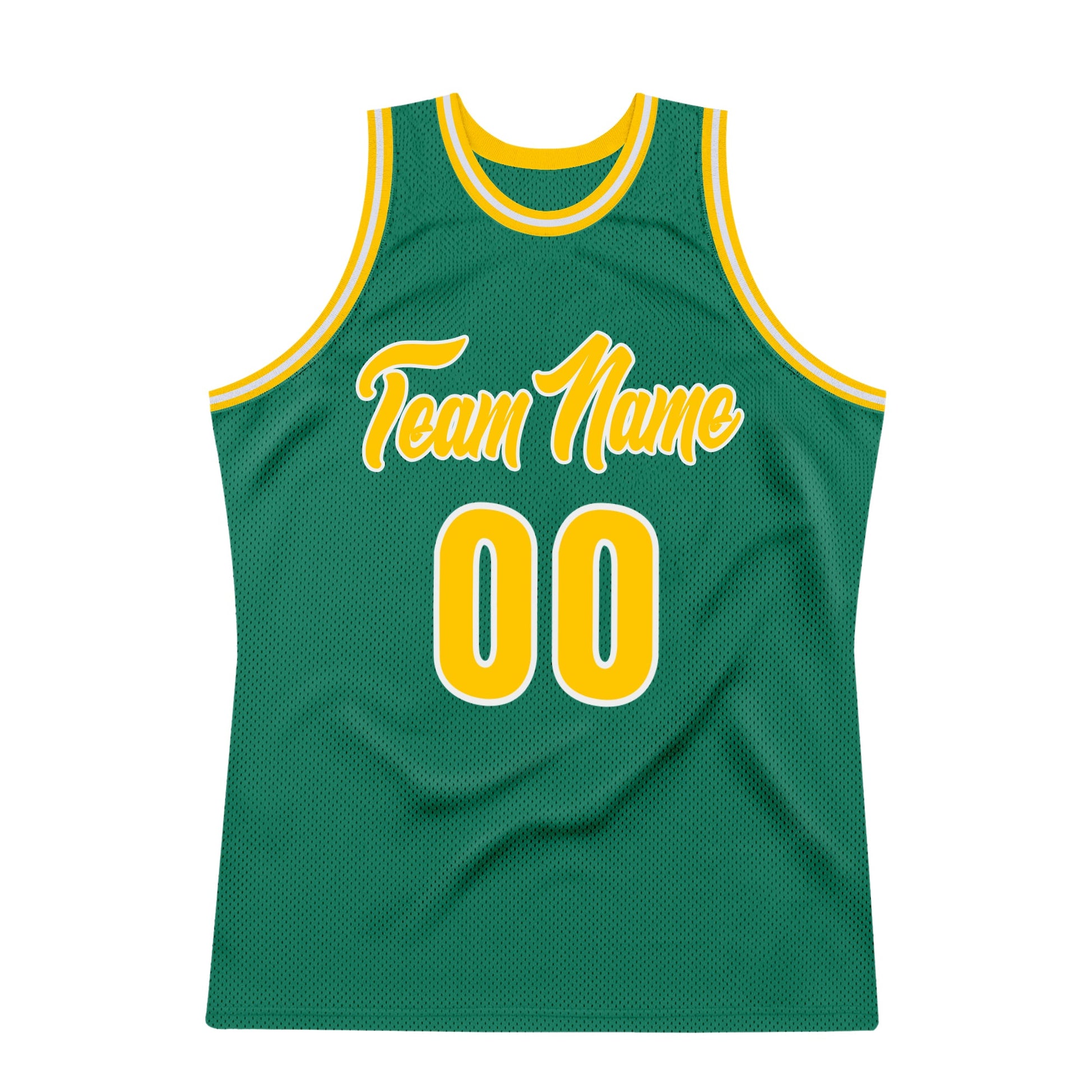 Custom Kelly Green Gold-White Authentic Throwback Basketball Jersey - Sky-Custom