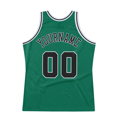 Custom Kelly Green Black-White Authentic Throwback Basketball Jersey - Sky-Custom