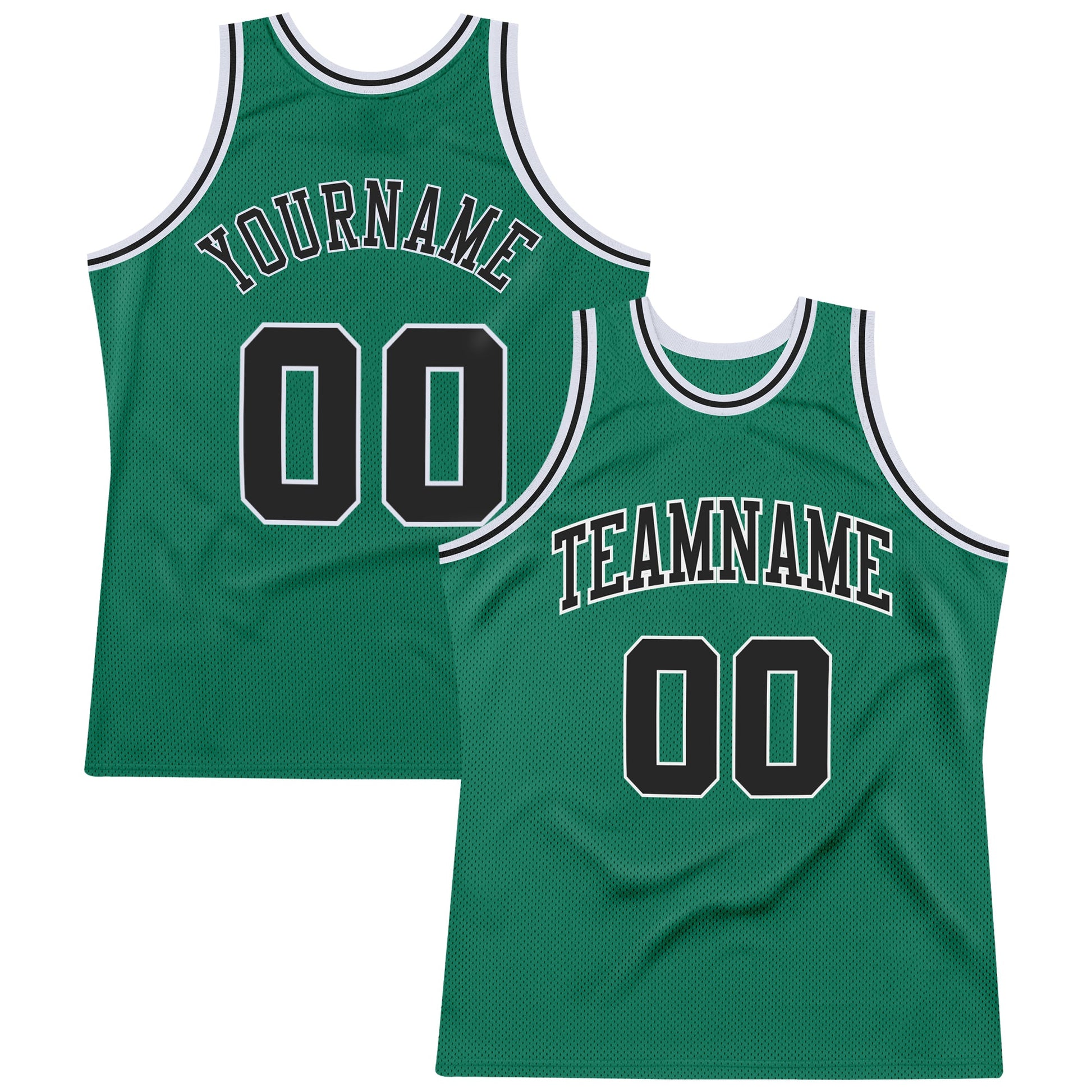 Custom Kelly Green Black-White Authentic Throwback Basketball Jersey - Sky-Custom