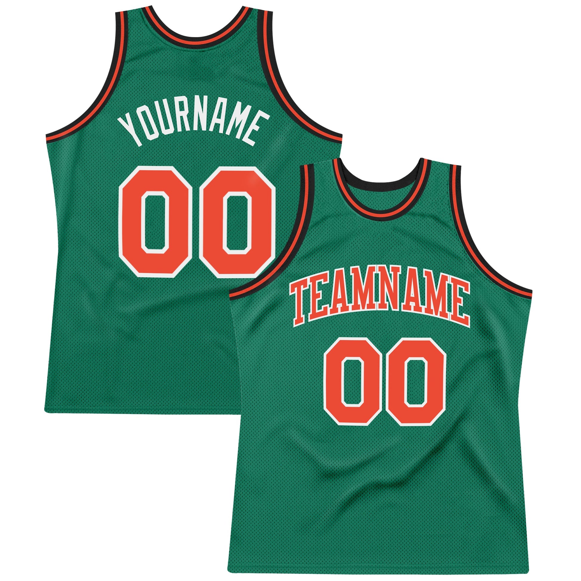 Custom Kelly Green Orange-White Authentic Throwback Basketball Jersey - Sky-Custom