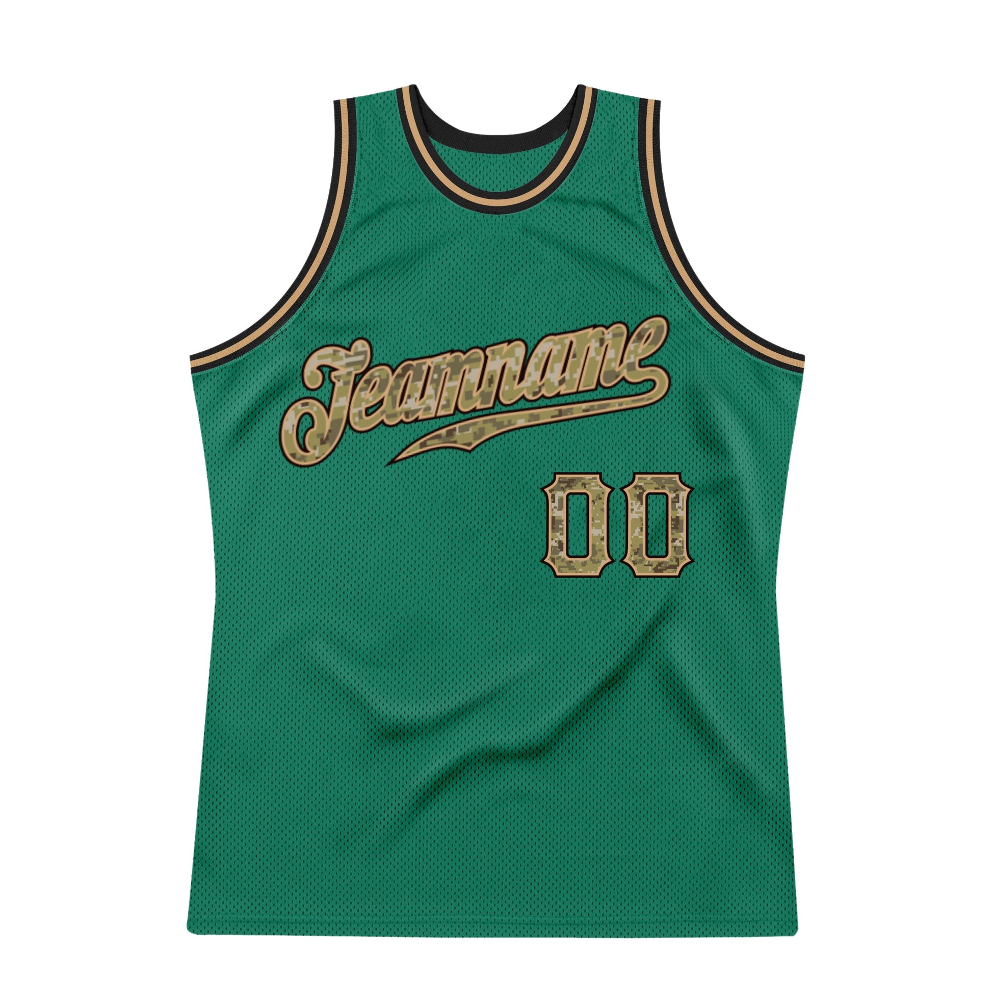 Custom Kelly Green Camo-Black Authentic Throwback Basketball Jersey - Sky-Custom