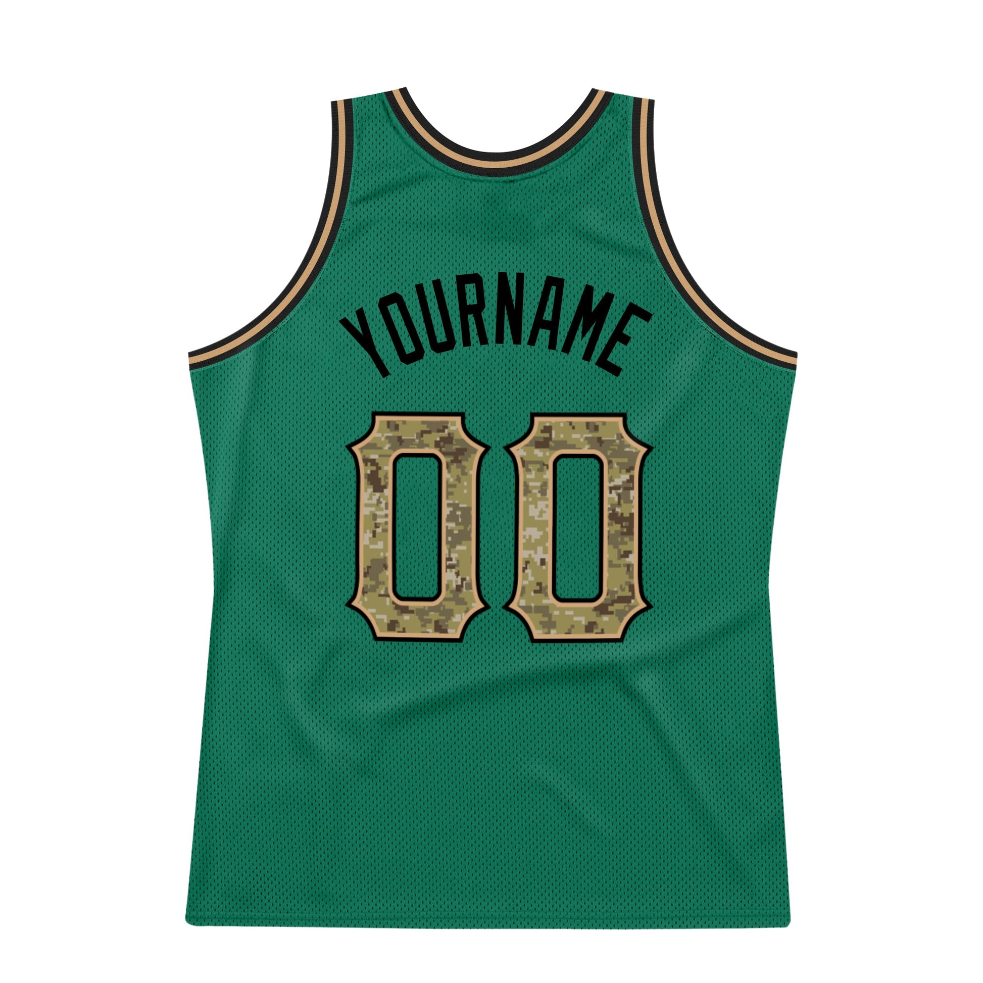 Custom Kelly Green Camo-Black Authentic Throwback Basketball Jersey - Sky-Custom