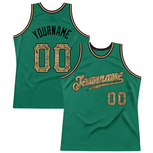Custom Kelly Green Camo-Black Authentic Throwback Basketball Jersey - Sky-Custom
