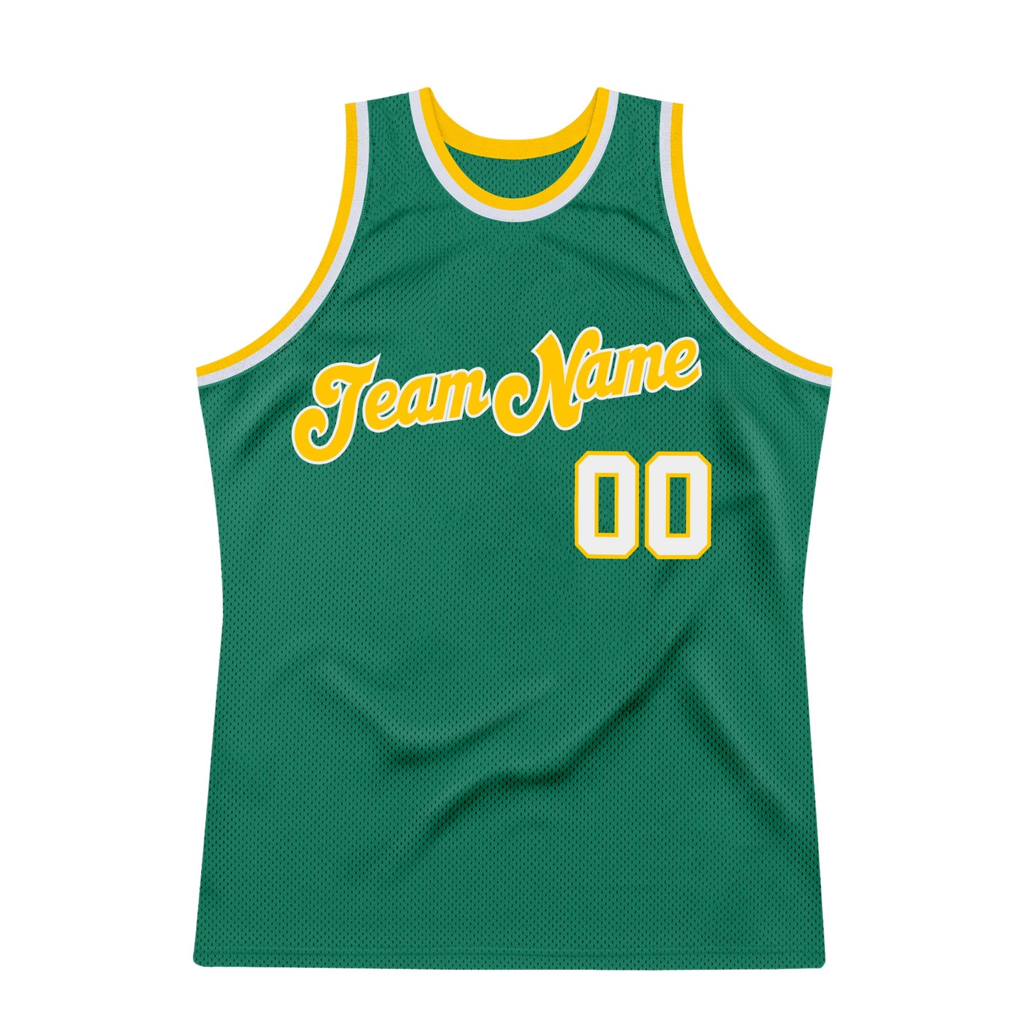 Custom Kelly Green White-Gold Authentic Throwback Basketball Jersey - Sky-Custom