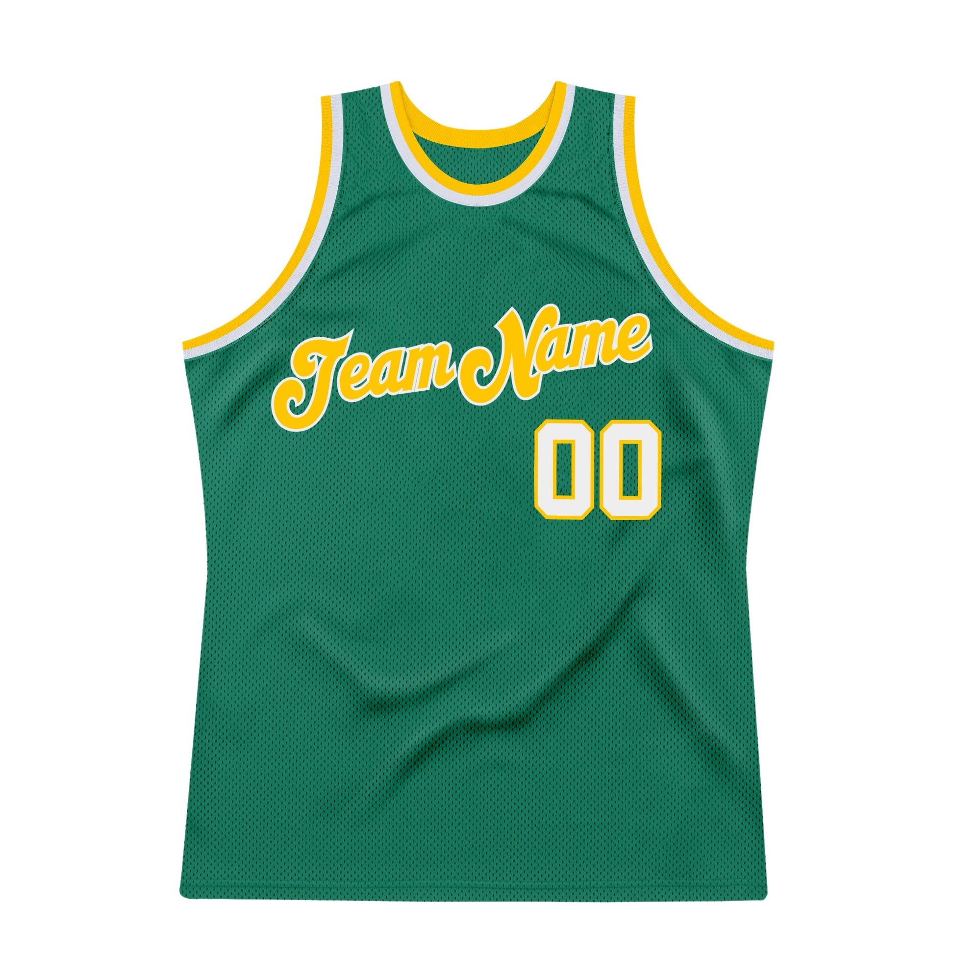 Custom Kelly Green White-Gold Authentic Throwback Basketball Jersey - Sky-Custom