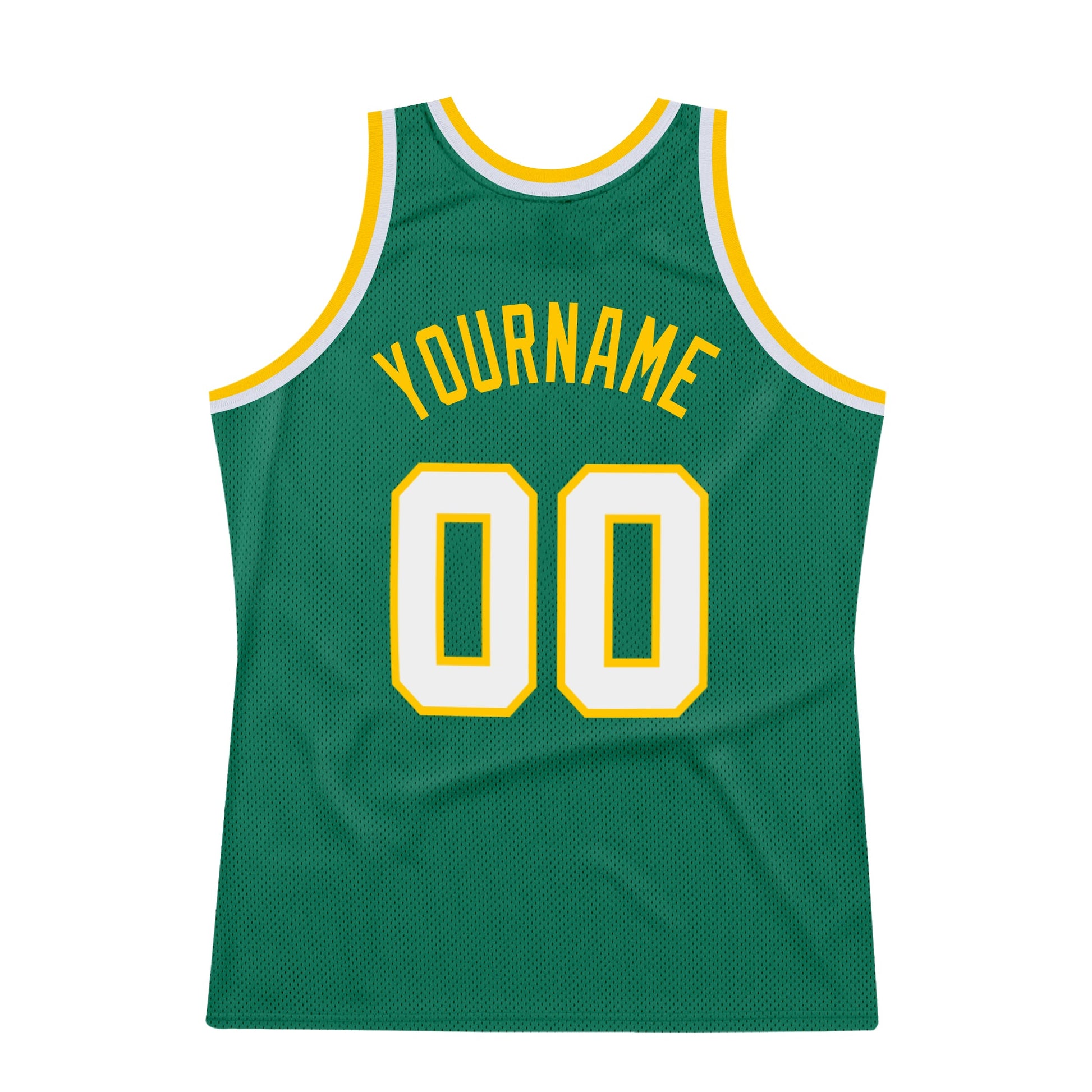 Custom Kelly Green White-Gold Authentic Throwback Basketball Jersey - Sky-Custom