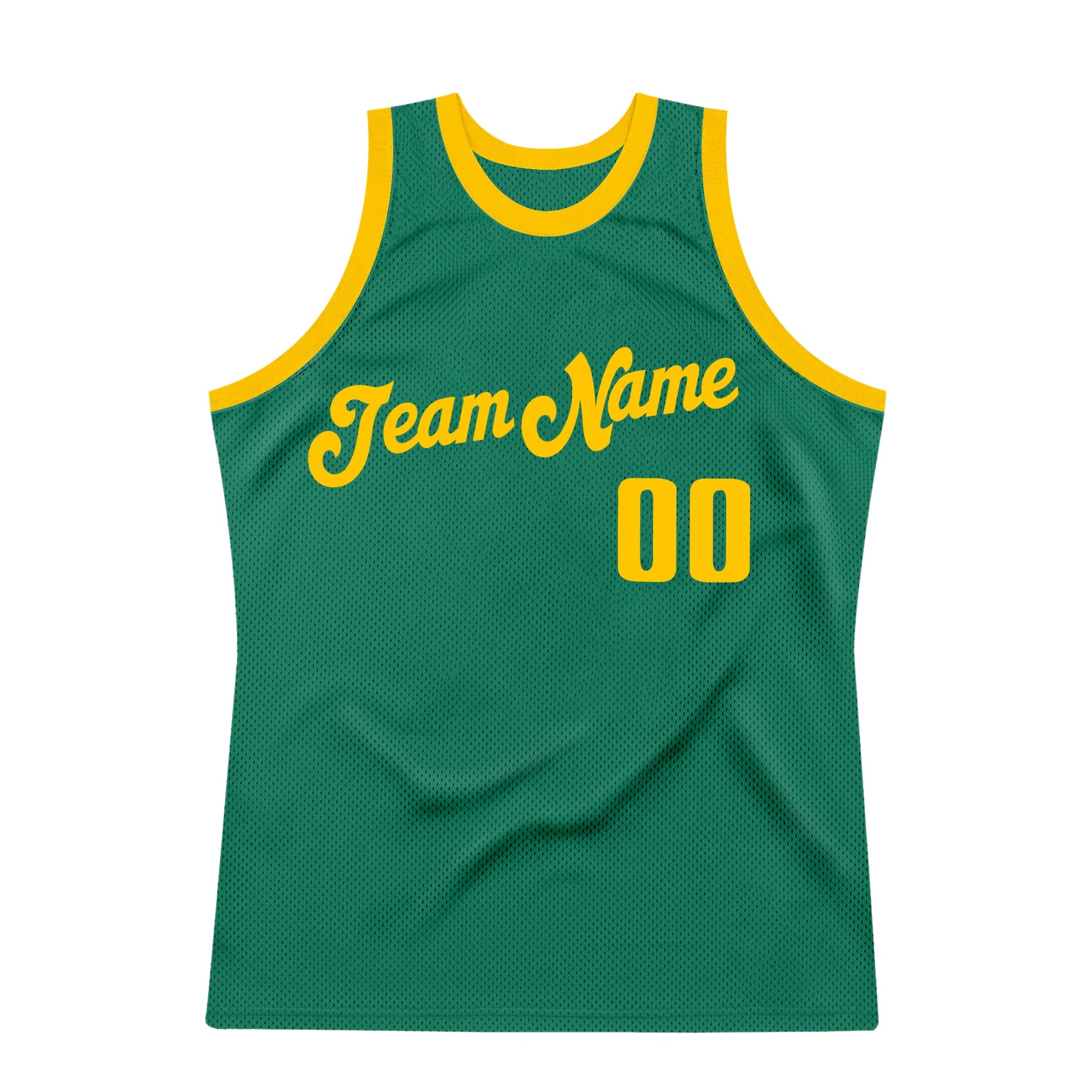Custom Kelly Green Gold Authentic Throwback Basketball Jersey - Sky-Custom