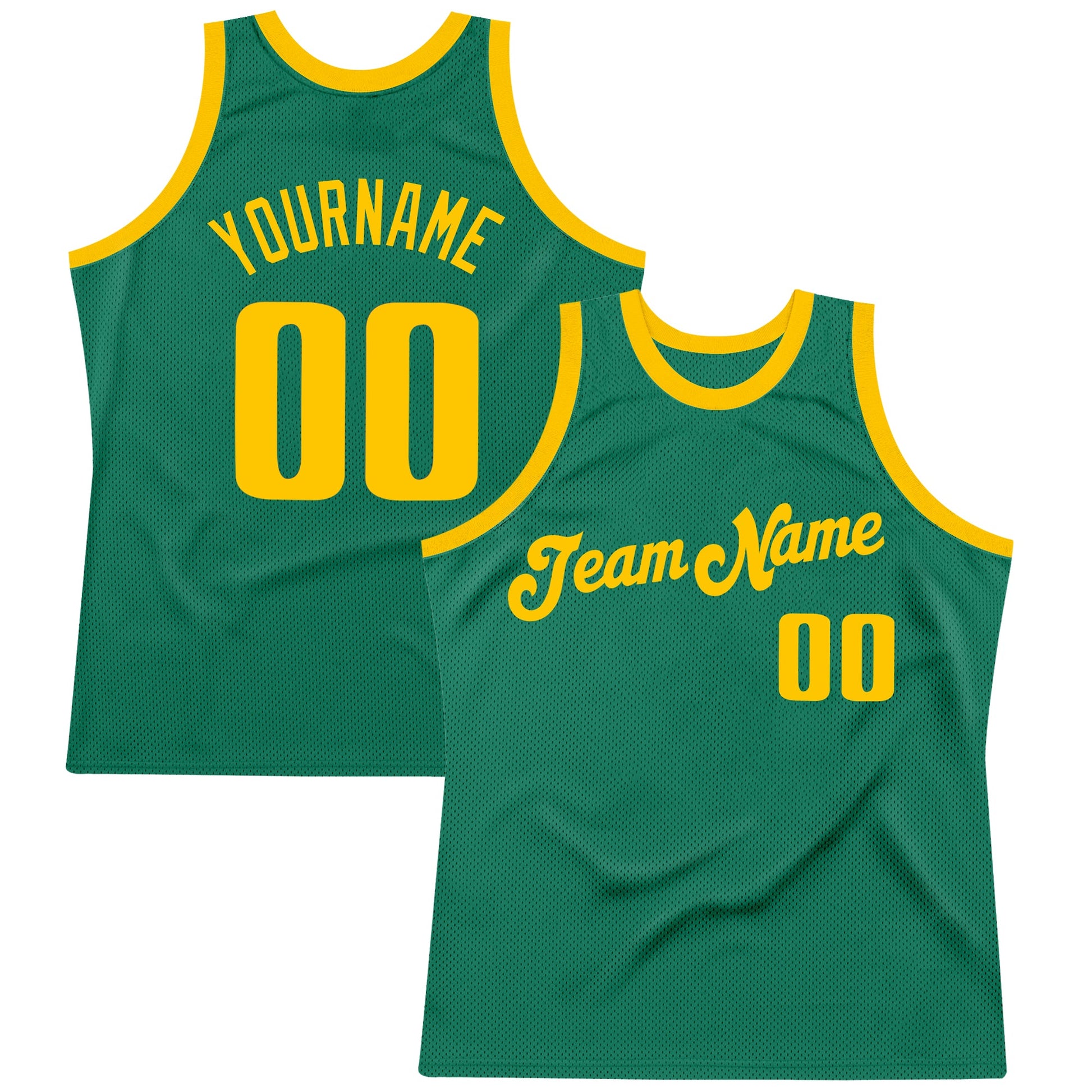 Custom Kelly Green Gold Authentic Throwback Basketball Jersey - Sky-Custom